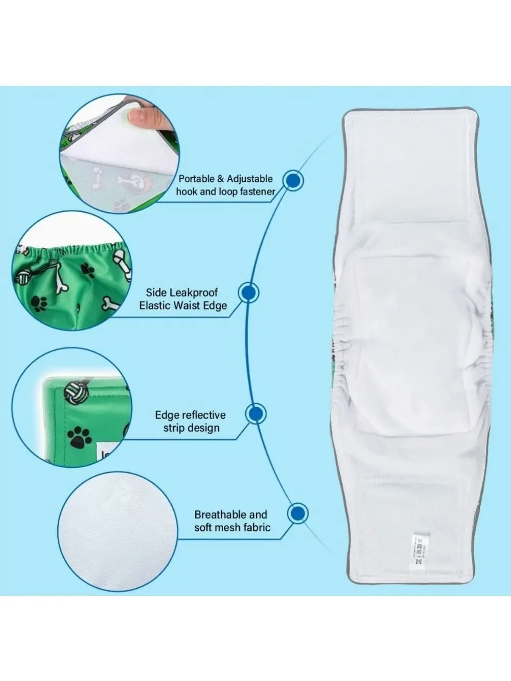 Joyshare XL Washable Male Dog Diaper Reflective Belly Band